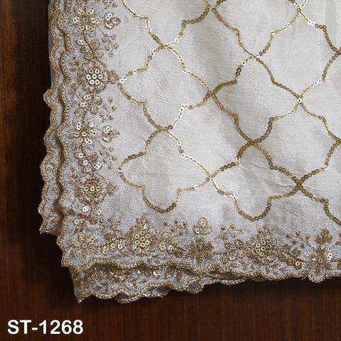 Embroidered Dyeable Dupatta Chiffon Gold Sequin, Light Weight Stole, Indian Designer Wedding Lehenga Veil, Women Haldi Dress Chunni Gift