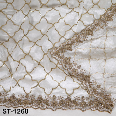 Embroidered Dyeable Dupatta Chiffon Gold Sequin, Light Weight Stole, Indian Designer Wedding Lehenga Veil, Women Haldi Dress Chunni Gift