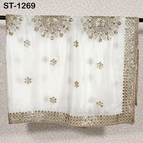 Embroidered Dyeable Dupatta Chiffon Gold Sequin, Light Weight Stole, Indian Bride Wedding Lehenga Veil, Women Mehndi Dress Chunni Gift her