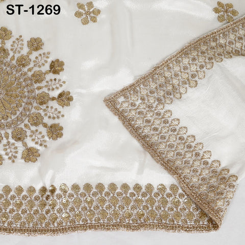 Embroidered Dyeable Dupatta Chiffon Gold Sequin, Light Weight Stole, Indian Bride Wedding Lehenga Veil, Women Mehndi Dress Chunni Gift her