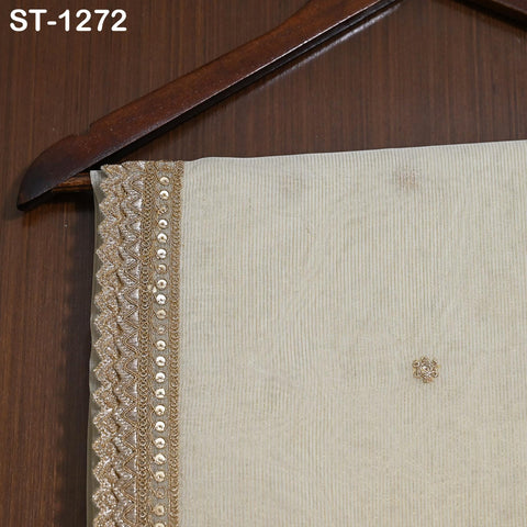 Tissue Organza Stole with Scalloped Border Gold | Zari Embroidered Dyeable Dupatta | Bridal, Wedding, Festive Shawl | Custom color