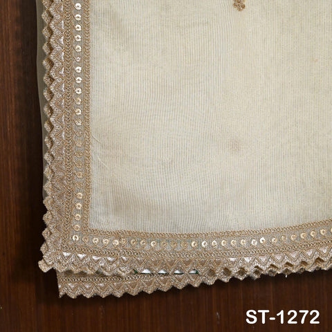 Tissue Organza Stole with Scalloped Border Gold | Zari Embroidered Dyeable Dupatta | Bridal, Wedding, Festive Shawl | Custom color