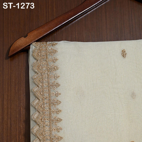 Tissue Organza Stole with Scalloped Border Gold | Zari Embroidered Dyeable Dupatta | Bridal, Wedding, Festive Shawl | Custom color