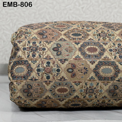 Brown Embroidery Fabric by the yard Sewing Crafting Indian Wedding Dress Regency Reticules Victorian Handbags Marie Antoinette Junk Journals