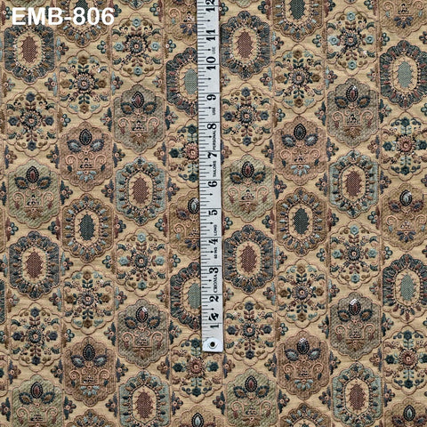 Brown Embroidery Fabric by the yard Sewing Crafting Indian Wedding Dress Regency Reticules Victorian Handbags Marie Antoinette Junk Journals