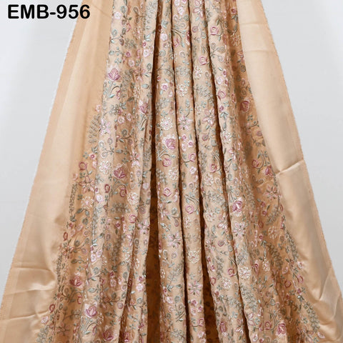 Peach Embroidered Fabric by the yard Sewing Crafting Embroidery Wedding Dresses Dolls Bags Theatrical Costumes Curtains Blouses Waistcoats