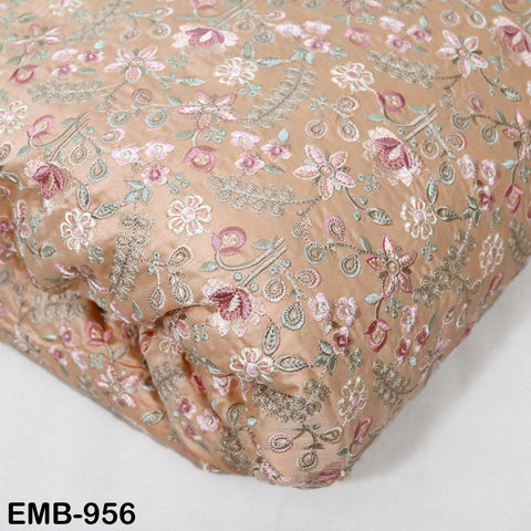 Peach Embroidered Fabric by the yard Sewing Crafting Embroidery Wedding Dresses Dolls Bags Theatrical Costumes Curtains Blouses Waistcoats