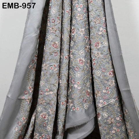 Gray Embroidered Fabric by the yard Sewing Crafting Embroidery Wedding Dresses Dolls Bags Theatrical Costumes Curtains Blouses Waistcoats