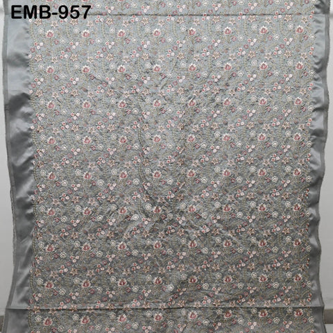 Gray Embroidered Fabric by the yard Sewing Crafting Embroidery Wedding Dresses Dolls Bags Theatrical Costumes Curtains Blouses Waistcoats