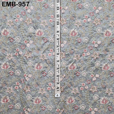 Gray Embroidered Fabric by the yard Sewing Crafting Embroidery Wedding Dresses Dolls Bags Theatrical Costumes Curtains Blouses Waistcoats