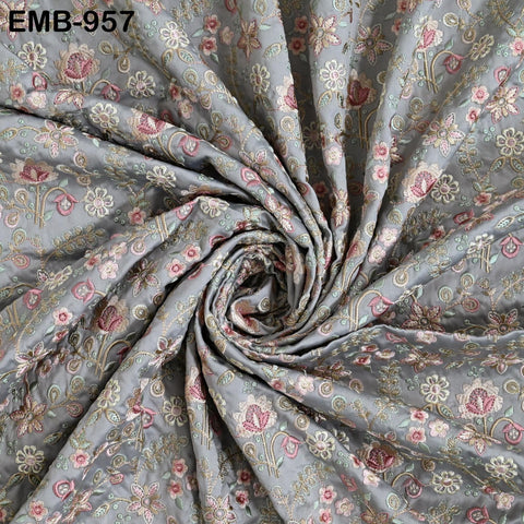 Gray Embroidered Fabric by the yard Sewing Crafting Embroidery Wedding Dresses Dolls Bags Theatrical Costumes Curtains Blouses Waistcoats