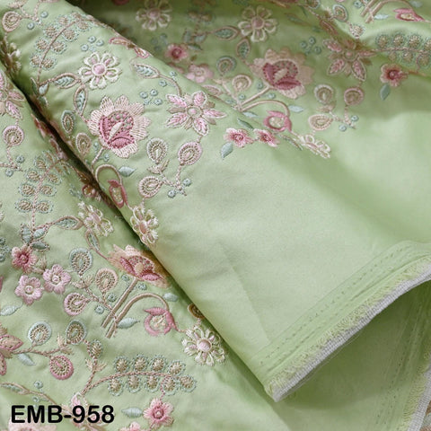 Green Embroidered Fabric by the yard Sewing Crafting Embroidery Wedding Dresses Dolls Bags Theatrical Costumes Curtains Blouses Waistcoats