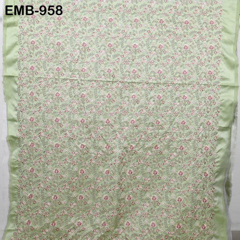 Green Embroidered Fabric by the yard Sewing Crafting Embroidery Wedding Dresses Dolls Bags Theatrical Costumes Curtains Blouses Waistcoats