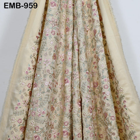 Champagne Embroidered Fabric by the yard Sewing Craft Embroidery Wedding Dresses Dolls Bags Theatrical Costumes Curtains Blouses Waistcoats