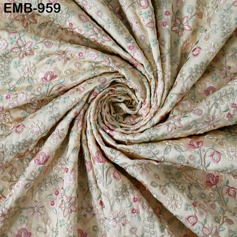 Champagne Embroidered Fabric by the yard Sewing Craft Embroidery Wedding Dresses Dolls Bags Theatrical Costumes Curtains Blouses Waistcoats