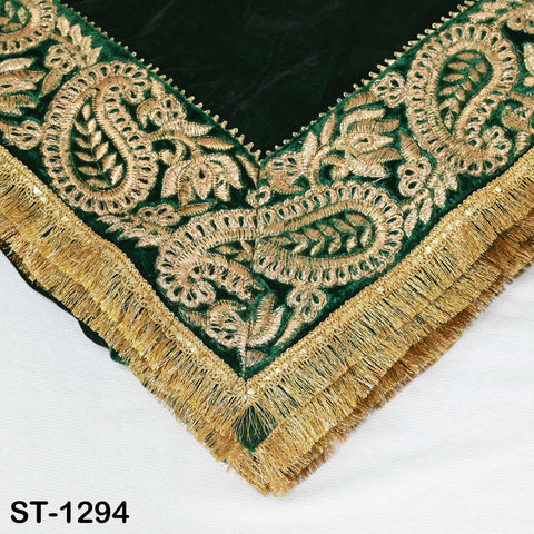 Green Velvet Shawl Designer Dupatta Embroidery on Edges Gift Women Indian Embroidered Chunni Bridal Veil Lehenga Festival Punjabi Wedding