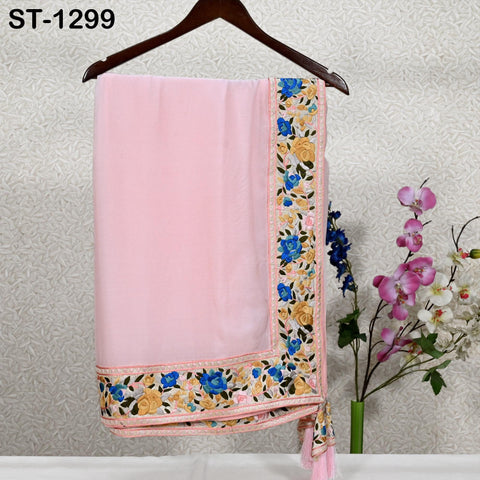 Embroidered Pink Silk Georgette Designer Women Dupatta Bridal Wedding lehenga Chunni/Veil/Scarf Indian Ethnic Dress Stole Gift Bridesmaid