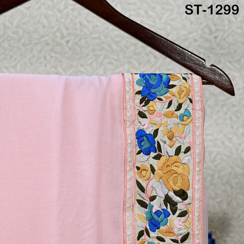 Embroidered Pink Silk Georgette Designer Women Dupatta Bridal Wedding lehenga Chunni/Veil/Scarf Indian Ethnic Dress Stole Gift Bridesmaid