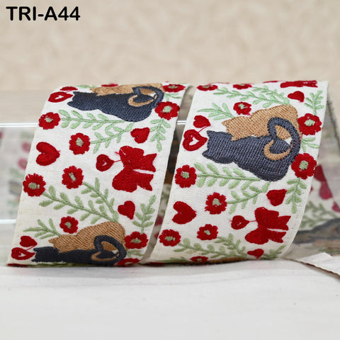 9 Yard Indian Embroidery Ribbons 5cm Christmas Decor Border Embroidered Crafting Tote Bag Costumes Holiday Ornaments Trims for Cat Lovers