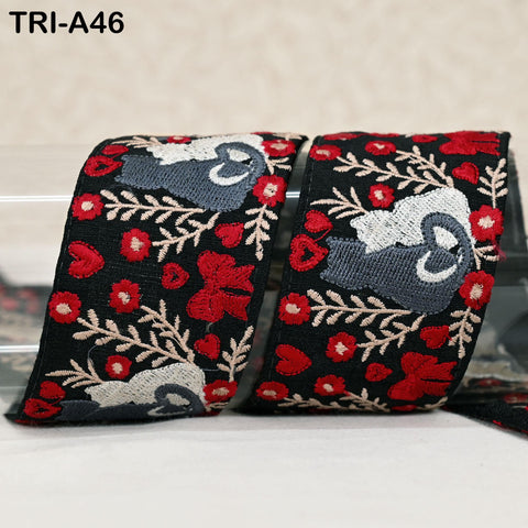 9 Yard Indian Embroidery Ribbons 5cm Christmas Decor Border Embroidered Crafting Tote Bag Costumes Holiday Ornaments Trims for Cat Lovers