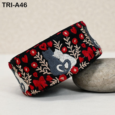 9 Yard Indian Embroidery Ribbons 5cm Christmas Decor Border Embroidered Crafting Tote Bag Costumes Holiday Ornaments Trims for Cat Lovers