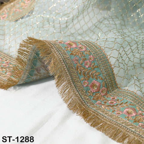 Mint Green Organza Designer Dupatta Women Bridal Wedding lehenga Chunni/Veil Beads Sequin Scarf Indian Ethnic Dress Stole Gift Bridesmaid