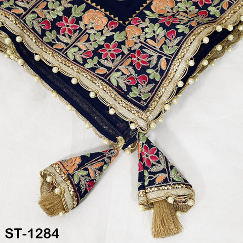 Navy Blue Georgette Designer Dupatta for women Bridal Wedding lehenga Chunni/Veil Sequin Scarf Indian Ethnic Dresses Stole Gift Bridesmaid