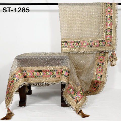 Beige Organza Designer Dupatta for women Bridal Wedding lehenga Chunni/Veil Beads Sequin Scarf Indian Ethnic Dress Stole Gift Bridesmaid