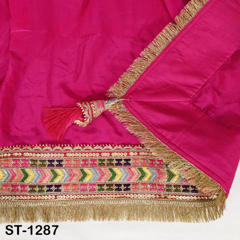 Fuchsia Silk Crepe Designer Women Dupatta Bridal Wedding lehenga Chunni/Veil Beads Sequin Scarf Indian Ethnic Dress Stole Gift Bridesmaid