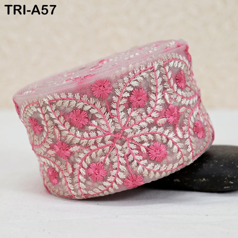 9 Yard Embroidery Ribbons Trim Embellishment Embroidered Saree Border Theatrical Costumes Crafting Sew Holidays Wreaths Decor Pink