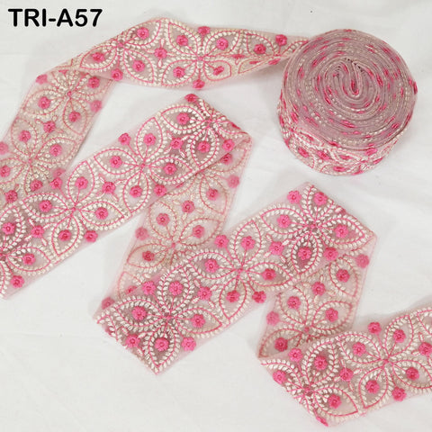 9 Yard Embroidery Ribbons Trim Embellishment Embroidered Saree Border Theatrical Costumes Crafting Sew Holidays Wreaths Decor Pink