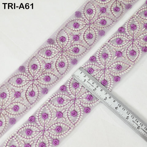 9 Yard Embroidery Ribbons Trim Embellishment Embroidered Saree Border Theatrical Costumes Crafting Sew Holidays Wreaths Decor Lavender