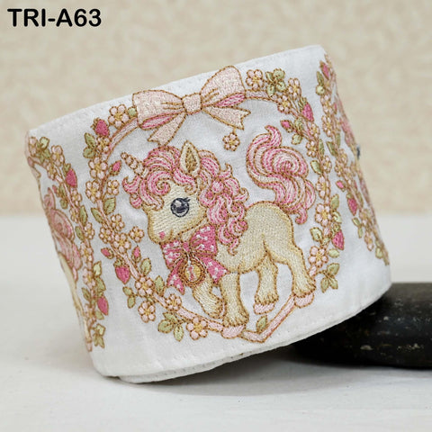 9 Yard Unicorn Ribbon Embroidered Trim 10cm Embroidery Saree Border Crafting Sari Sewing Home Décor Embellishment Bridal Dress Trimmings