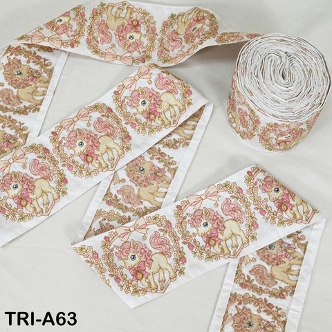 9 Yard Unicorn Ribbon Embroidered Trim 10cm Embroidery Saree Border Crafting Sari Sewing Home Décor Embellishment Bridal Dress Trimmings
