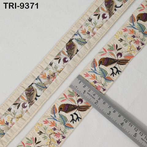 9 Yard Ivory Indian DIY Crafting Sewing Bag Straps Regency Reticules Home Decor Junk Journals Embroidery Ribbon 5cm Trim Sparrow Sari Border