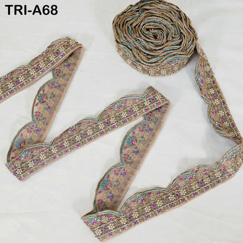 9 Yard Beaded Indian Embroidery Ribbon Beaded Trim Sari Border DIY Craft Lampshade Regency Reticules Victorian Handbags Junk Journal 5 cm