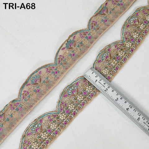 9 Yard Beaded Indian Embroidery Ribbon Beaded Trim Sari Border DIY Craft Lampshade Regency Reticules Victorian Handbags Junk Journal 5 cm