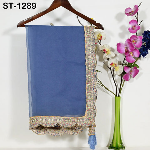 Dupatta Hand Embroidery Silk Organza Dupatta Light Weight Indian Bridal Wedding Lehenga Women Chunni Veil Scarf Crafting Dress Gift for Her