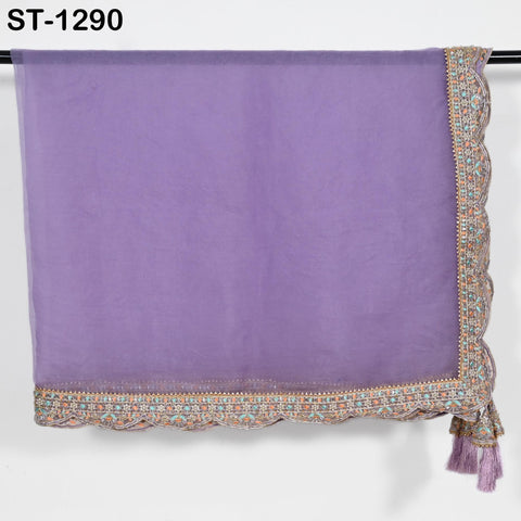 Dupatta Hand Embroidery Silk Organza Dupatta Light Weight Indian Bridal Wedding Lehenga Women Chunni Veil Scarf Crafting Dress Gift for Her