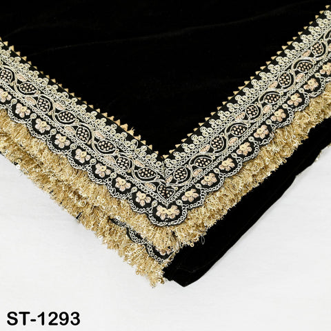 Black Velvet Dupatta Gold Zari Embroidery on edges, Tradition dupatta Chunni Bridal Veil Lehenga Embroidered Festival Punjabi Women Gift Mom