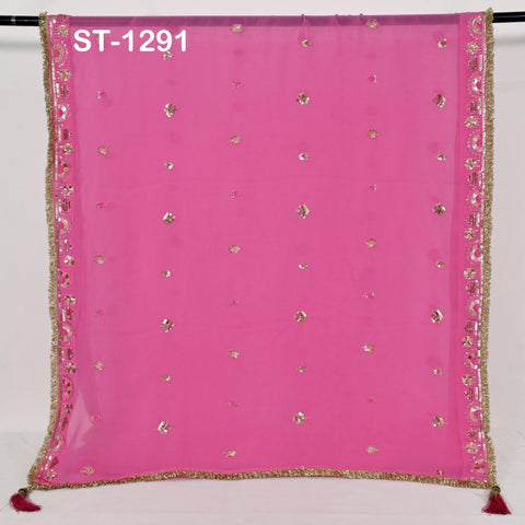 Pink Georgette Designer Dupatta for women Bridal Wedding lehenga Chunni/Veil Sequin Scarf Indian Ethnic Dresses Stole Gift Bridesmaid