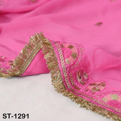 Pink Georgette Designer Dupatta for women Bridal Wedding lehenga Chunni/Veil Sequin Scarf Indian Ethnic Dresses Stole Gift Bridesmaid