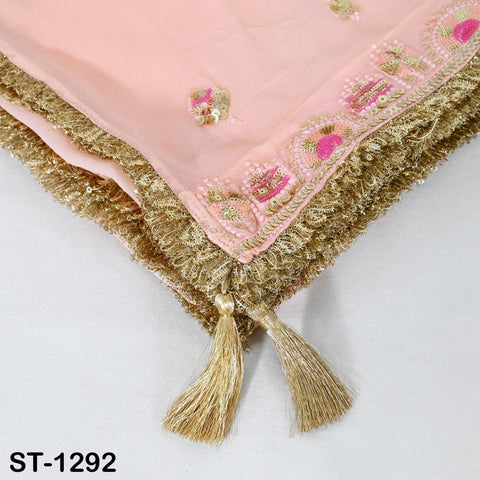 Peach Georgette Designer Dupatta for women Bridal Wedding lehenga Chunni/Veil Sequin Scarf Indian Ethnic Dresses Stole Gift Bridesmaid