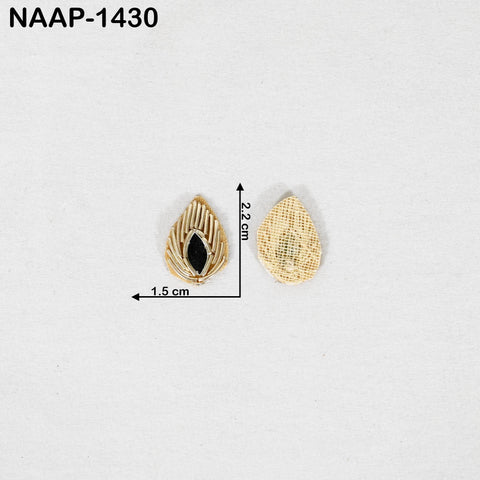 100 pcs Zardozi Leaf Appliques 2.5 cm Indian Handmade Golden Patches Sew on Wedding Dress, Sari Embellishment Beaded Patch DIY Craft Supply