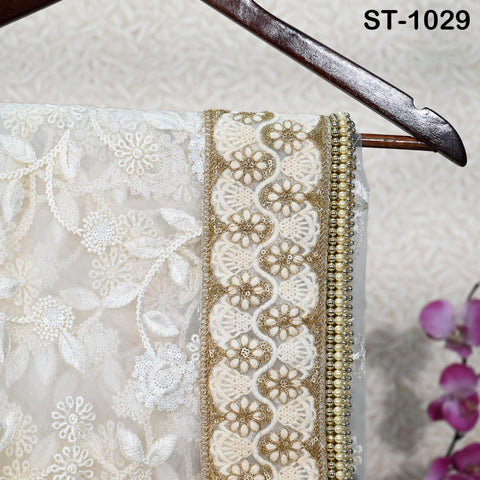 White Dupatta Embroidered Indian Long Net Chunni, Bridal Veil, Lehenga Stole, Punjabi Dress Chuni, Women's Head Scarf, Gift for Friend