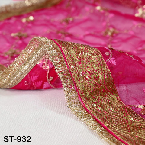 Magenta Net Dupatta for Women/Girl | Embroidered Light Weight Chunni, Traditional Lehenga Wedding/Bridal Veil | Indian Scarf/Stole for Dress