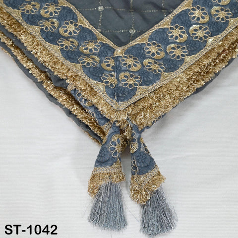 Grey Dupatta Embroidered Chiffon Long Dupatta Chuni Bridal Indian Wedding Veil Lehenga Stole Punjabi Chunni Head Scarf Christmas Gift