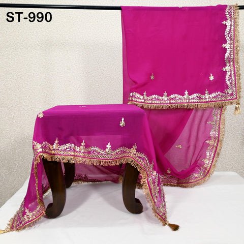 Magenta Gota Patti Dupatta Pure Chiffon with Tassels Hand Embroidered Indian Wedding Scarf Designer Bridal Ethnic Wrap Stole Gift for Mother