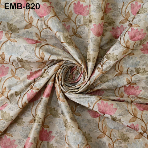 Beige Embroidered Fabric by the yard Sewing Craft Embroidery Wedding Dresses Dolls Bags Theatrical Costumes Curtains Blouses Waistcoats