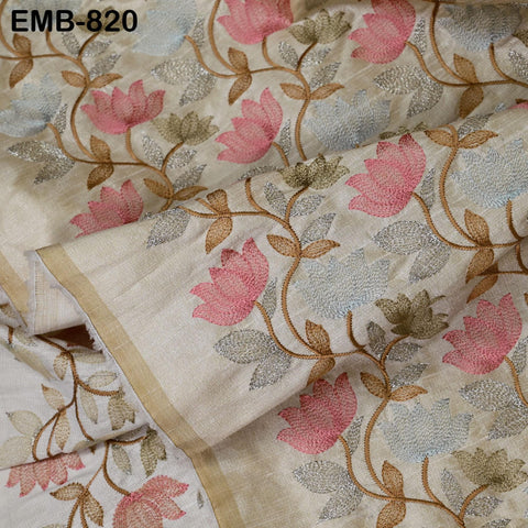 Beige Embroidered Fabric by the yard Sewing Craft Embroidery Wedding Dresses Dolls Bags Theatrical Costumes Curtains Blouses Waistcoats